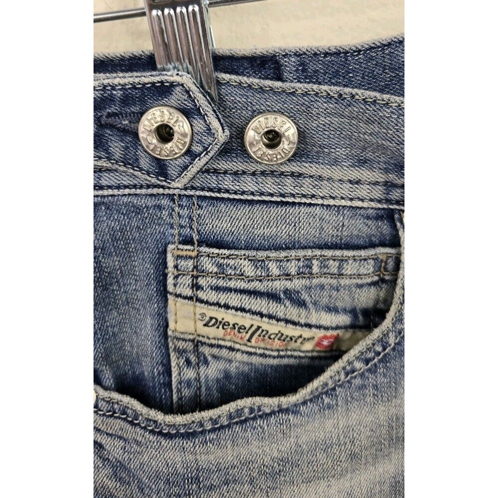 Diesel - Rolled Cuff Denim Shorts - Womens Sz 25 - Adj Waist - Blue - Vintage - Picture 7 of 13